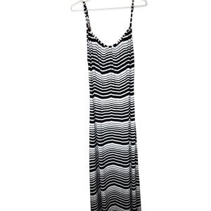 Elegant Black and White Striped Maxi Dress